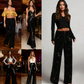 📢📢50 % OFF !!🎅Women's Sequin Sparkle Wide Leg Pants with Elastic Waistband