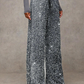 📢📢50 % OFF !!🎅Women's Sequin Sparkle Wide Leg Pants with Elastic Waistband