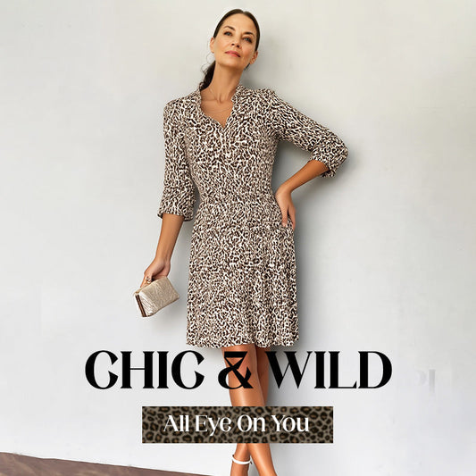 💥Hot Sales-49% OFF👗Women's Trendy Leopard Print V-Neck Loose Fit Dress