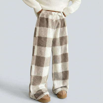 🎅OSTATNI DZIEŃ WYPRZEDAŻY 50% RABATU🔥Zimowe spodnie w kratę w stylu vintage, elastyczne, proste, luźne, grube, ciepłe, casualowe