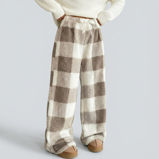 🎅OSTATNI DZIEŃ WYPRZEDAŻY 50% RABATU🔥Zimowe spodnie w kratę w stylu vintage, elastyczne, proste, luźne, grube, ciepłe, casualowe
