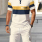 Men's Short Sleeve Casual Set, Summer Beach Fashion Sport Wear, Plaid Pattern, Slim-Fitting, Above the Knee