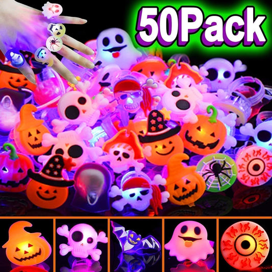 🎁LED-Licht Halloween Leuchtring😍 – Set mit 50 Stück