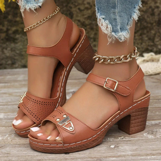 Damen-Sandalen mit klobigem Absatz