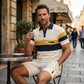 Men's Short Sleeve Casual Set, Summer Beach Fashion Sport Wear, Plaid Pattern, Slim-Fitting, Above the Knee