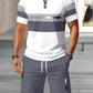 Men's Short Sleeve Casual Set, Summer Beach Fashion Sport Wear, Plaid Pattern, Slim-Fitting, Above the Knee