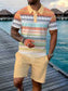 Men's Short Sleeve Casual Set, Summer Beach Fashion Sport Wear, Plaid Pattern, Slim-Fitting, Above the Knee