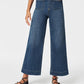 Bauchfrei gekrempelte Jeans mit weitem Bein