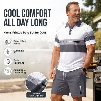 Men's Short Sleeve Casual Set, Summer Beach Fashion Sport Wear, Plaid Pattern, Slim-Fitting, Above the Knee