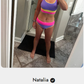Sportowe Bikini Trzyczęściowe z Nylonu w Stylu Bloków Kolorów
