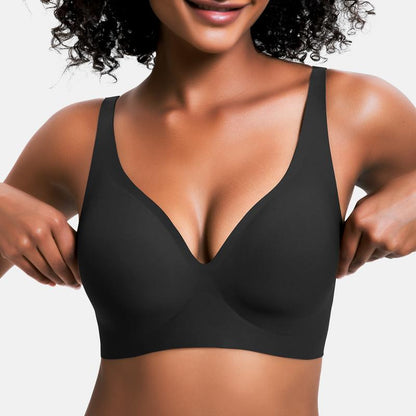 💕 Bezdrutowe biustonosze damskie Jelly Wireless – wygodne, podbijające, bezszwowe biustonoszki typu bralette w formie podkoszulka z dekoltem w szpic, idealne na co dzień!