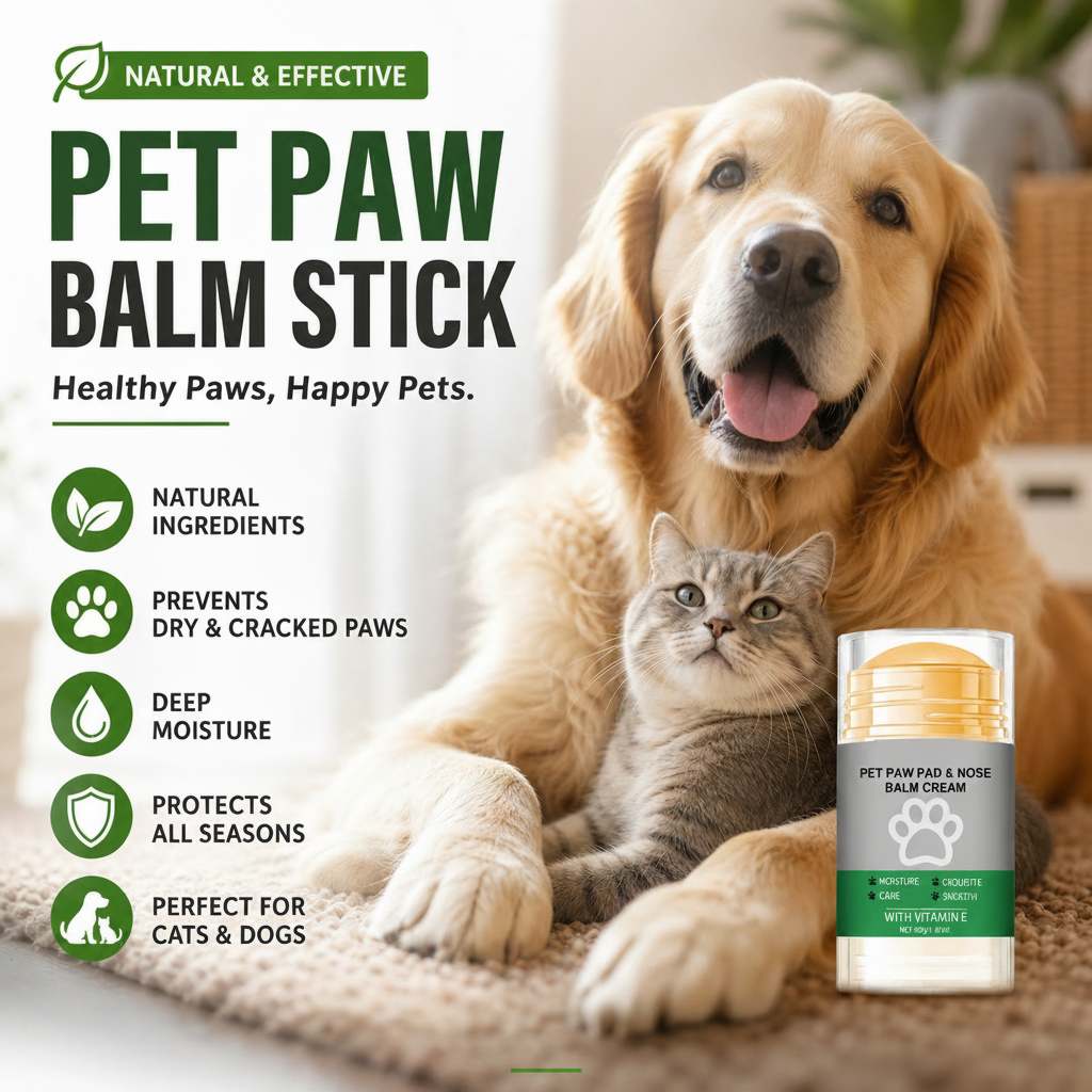 Applying the balm stick directly to a pet paw