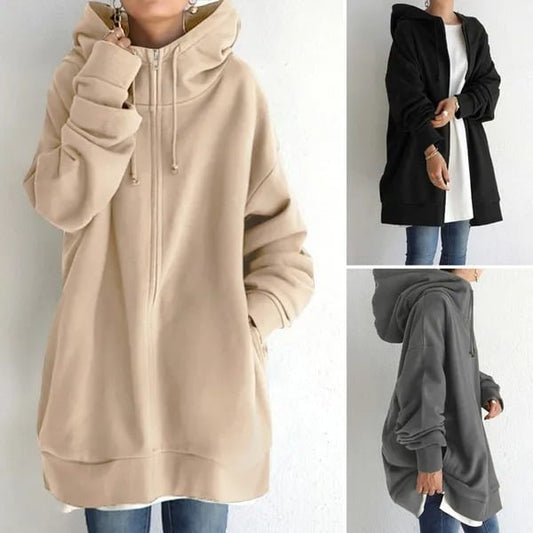 Herbst/Winter-Kapuzenpullover für Frauen mit Reißverschluss und Kapuze