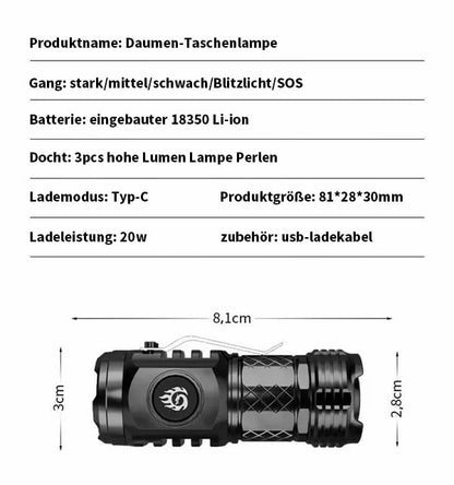 🏆LETZTER VERKAUFSTAG 49% RABATT - Deutsche dreiäugige Monster-Mini-Super-Power-Taschenlampe