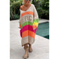 Now enjoy 50% discount🔥Color Block V-Neck Letter Print Sweater Dress