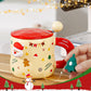 Christmas Ceramic Mug Set with Magnetic Decor