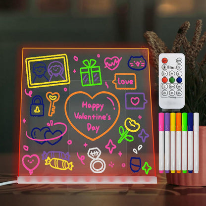 🌈 LED Light-Up Message Board – Erasable Drawing & Writing Night Light