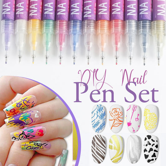 🎨12 Farben Nagelkunst-Stifte-Set für kreative Designs