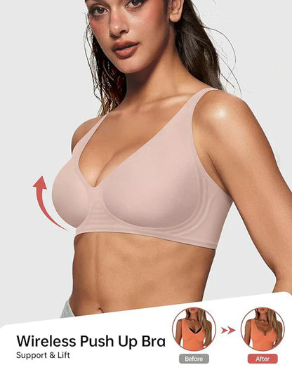 Nahtloser Push-up-BH mit tiefem V-Ausschnitt und ohne Bügel