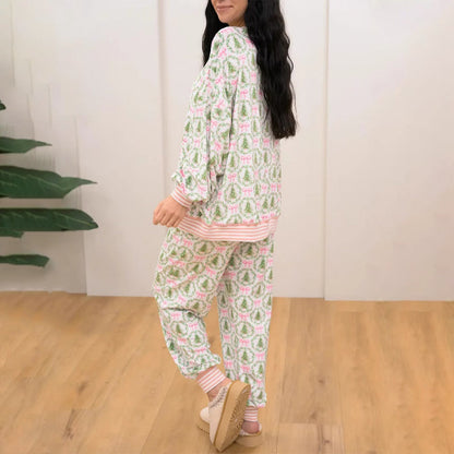 ⏳Ograniczona czasowo promocja 49%⏰🎄Zestaw piżamy z motywem choinek i kokardek🎁🎀