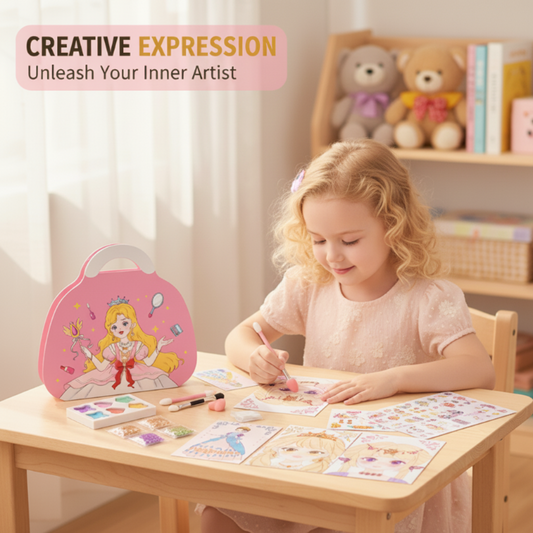 👑 50% OFF NOW! 🎨 Princess Makeup & Painting Craft Kit – Mess-Free Paper Play, Realistic Fun for Girls ✨