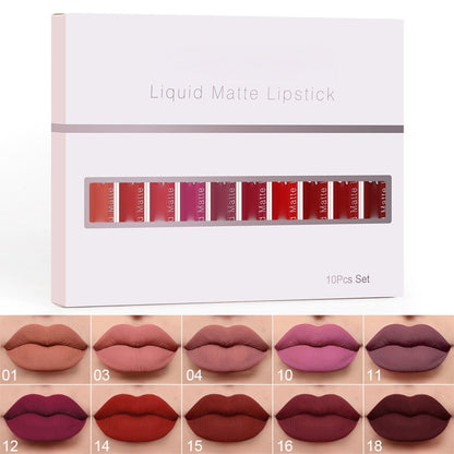 💝 10 szt. matowego, wodoodpornego, długotrwałego błyszczyka do ust 💄✨💋