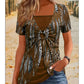 👚 50% OFF NOW!🔥 Leopard Print Top – Retro Square Neck & Mock 2-Piece – Short Sleeve Slim Fit – Breathable Summer Blouse 👗