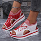 📢📢50% OFF !! ⏰Women Fly-Knit Peep-Toe Platform Wedge Sandals, Breathable Arch Support Cushioned Slip-On Summer Beach Holiday Shoes