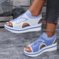 📢📢50% OFF !! ⏰Women Fly-Knit Peep-Toe Platform Wedge Sandals, Breathable Arch Support Cushioned Slip-On Summer Beach Holiday Shoes