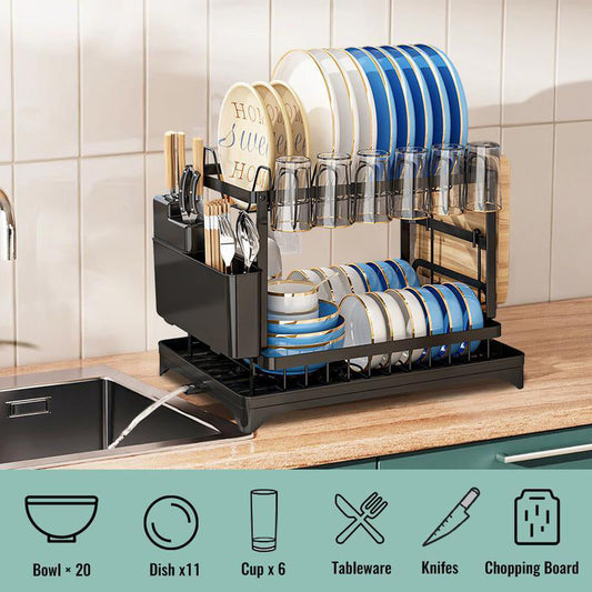 2-Tier Dish Drying Rack with Drainboard