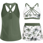 Women's 3-Piece Swimsuit Tankini Set with Shorts