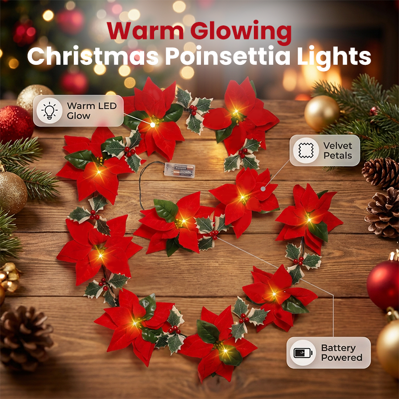 Christmas Poinsettia String Lights – Add a Warm Holiday Glow