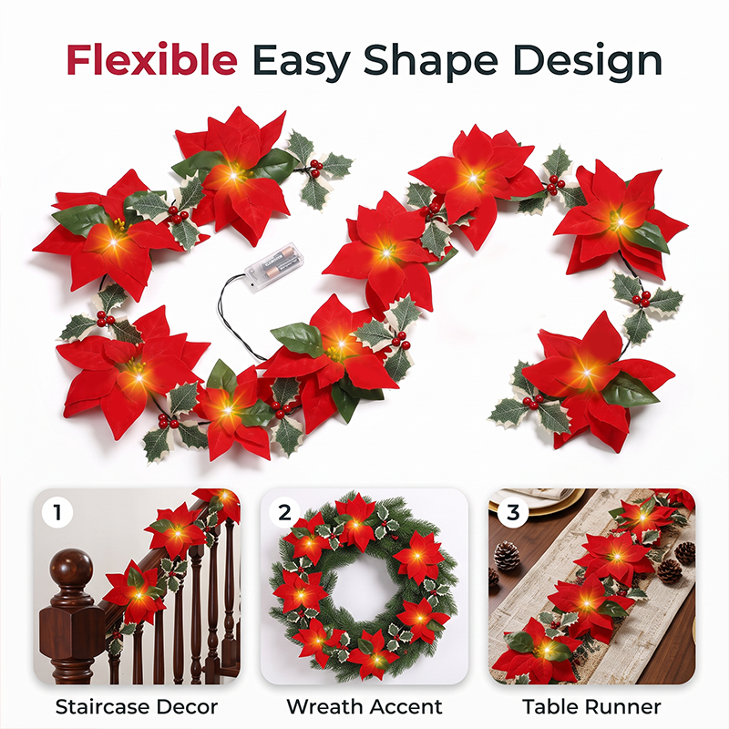 Christmas Poinsettia String Lights – Add a Warm Holiday Glow product view 6