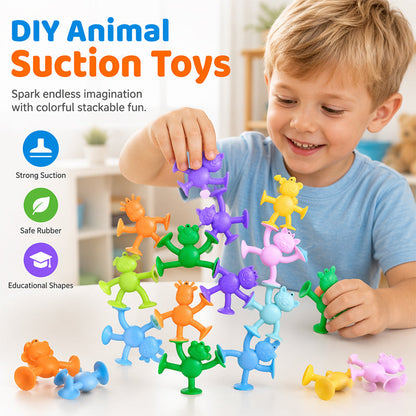 Educational Suction Cup Blocks Soft Animal Building Toys for Kids