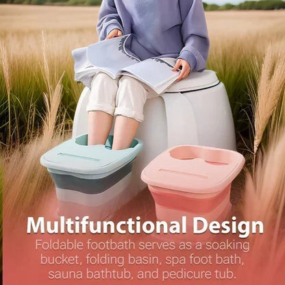 🦶 LIMITED TIME 50% OFF! ✨ Collapsible Foot Spa Basin with Lid – Portable Silicone Foot Soak Tub with Massage Rollers for Home Relaxation 🛁