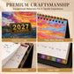 📅 2027 Desk Calendar & Habit Tracker – Artistic Oil Painting Monthly Planner for Work & Study