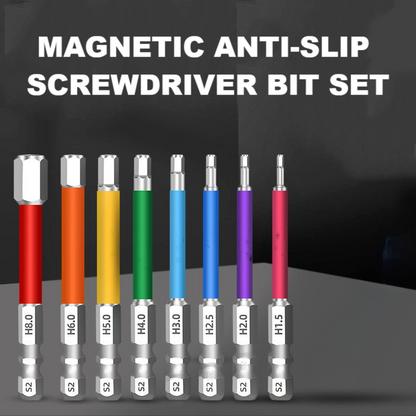 🛠️50% OFF NOW! Magnetic Anti-Slip Screwdriver Bit Set – S2 Steel Hex Driver Bits, Color Coded Magnetic Drill Bits for Electric Screwdriver & Hand Repair Work