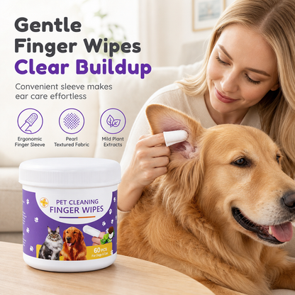 Clean Pet Ears Instantly! No-Mess Finger Wipe Jar