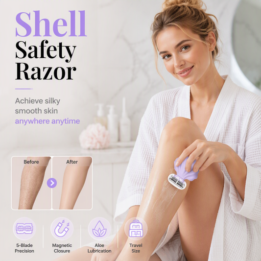 🐚✨ Portable Shell-Shaped Women's Razor – Aloe Glide Strip for Smooth Shaving