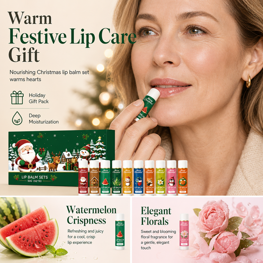 🎁 LIMITED-TIME 50% OFF! 🎄 Christmas Moisturizing Lip Balm Set – Hydrating, Long-Lasting, Gift-Ready 💋