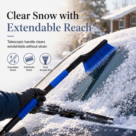 Extendable Car Snow Shovel with Snow Brush & Scraper
