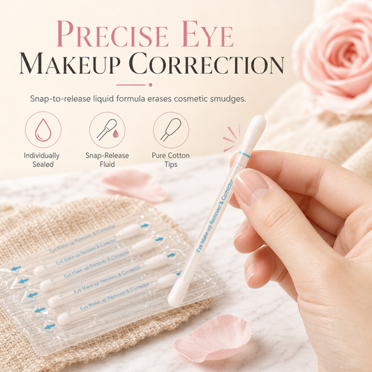 Disposable Eye Makeup Remover Liquid Cotton Swabs Individually Packaged Makeup Remover Swabs for Lip and Eyeshadow 20 Pieces