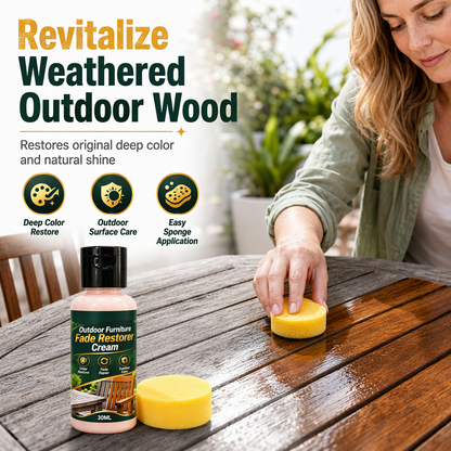 30ml Outdoor Wood Furniture Color Restorer Care Cream with Sponge for Table and Chair Renovation and Sun Protection