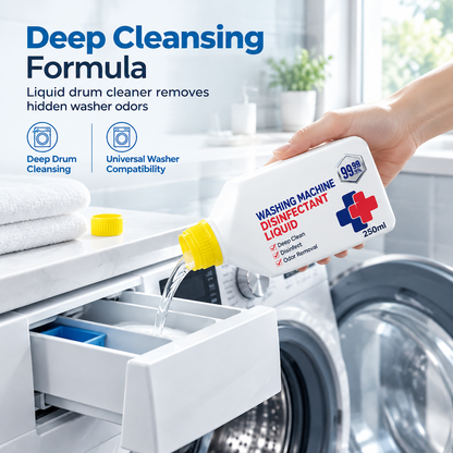 Washing Machine Cleaner and Disinfectant Liquid for Front and Top Load Washers Odor Eliminating and Sanitizing Solution