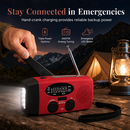 📻 Emergency Solar Hand Crank Radio – AM/FM & NOAA Weather Alerts