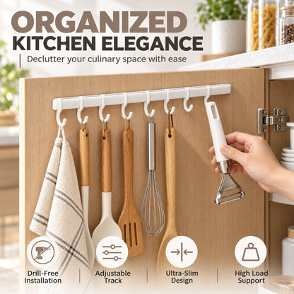 ⏳Limited-time 50% off🧺No-Drill Over-Cabinet Hook Rail – Instant Extra Storage for Kitchen & Bathroom