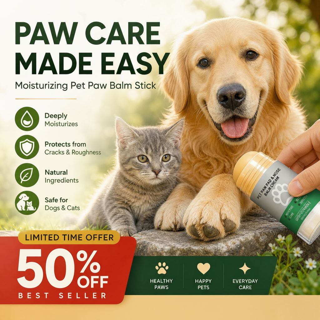 Portable pet paw balm stick for routine care