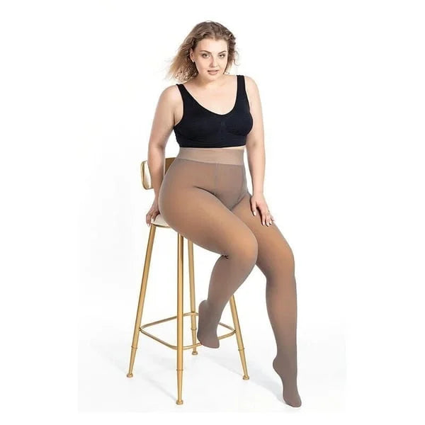 Flawless Legs Gefälschte, durchscheinende, warme, mit Plüsch gefütterte elastische Strumpfhose